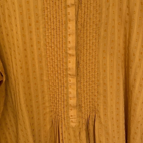 J JIll Shirt Top Tunic Mustard Yellow Boho Peasant Size L - Picture 6 of 9